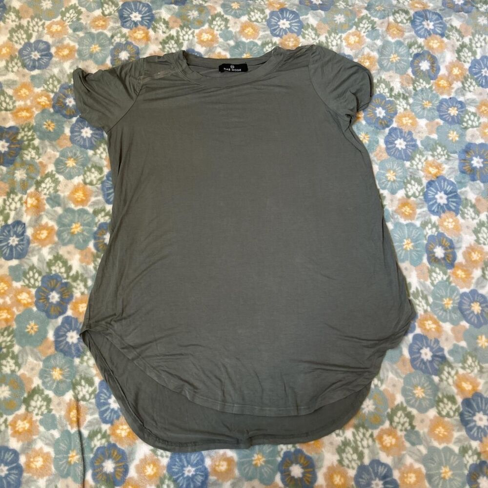 Rae Mode Green Grey stretchy top women's small